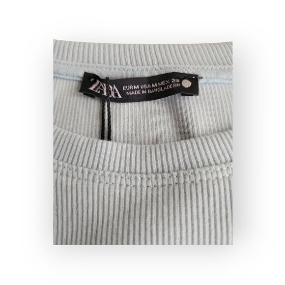 Zara sleeveless baby blue ruffled-sleeve Spring top size M NWT Sabrina Carpenter - Picture 10 of 13